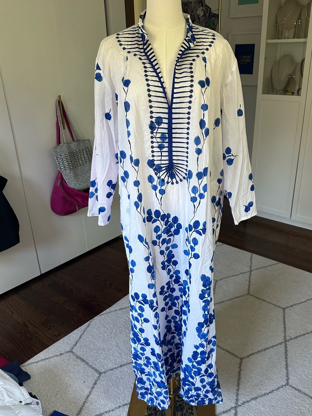 Ro’s Garden Tuckernuck Exclusive Leaf Blue Clorinda Long Kurta Tunic Dress